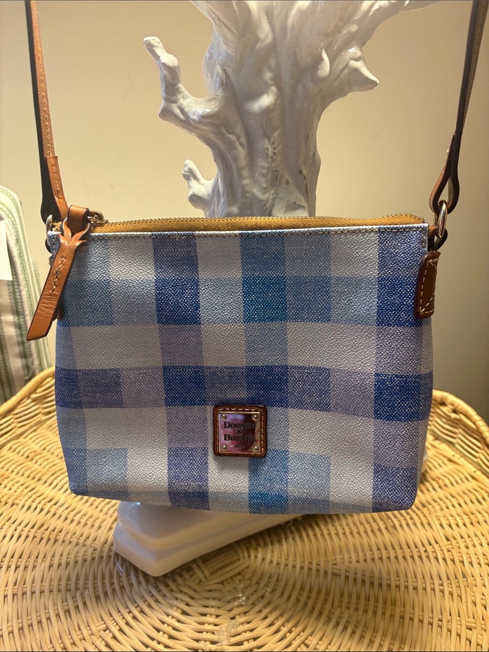 Gingham Blue & White Crossbody